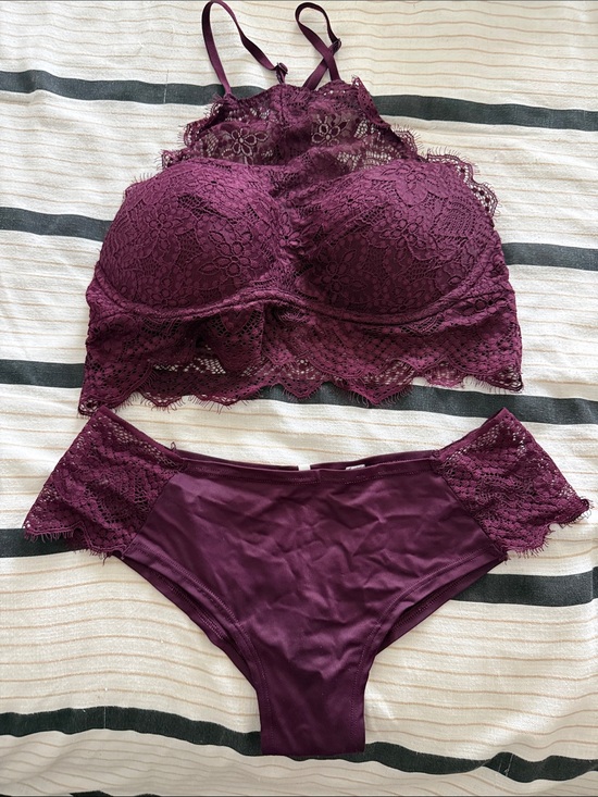 PINK Victoria's Secret Other - Lace Bralette & Bikini Set - Plum